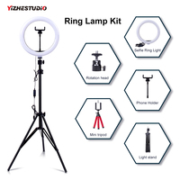 Yizhestudio lampa pierścieniowa ze statywem ściemniania Selfie lampa pierścieniowa z stojak kolor pierścieniowa rury oświetlenie fotograficzne dla Studio Live 1